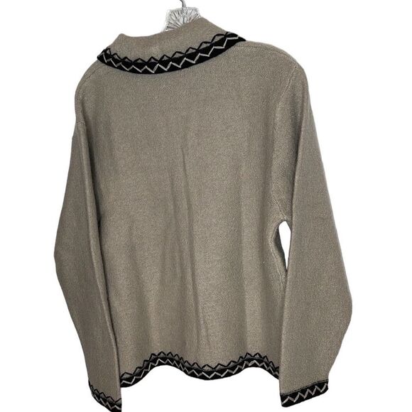 Nordic Design Beige and Black 100% Wool Toggle Closure Cardigan. Size Medium. - Picture 8 of 8